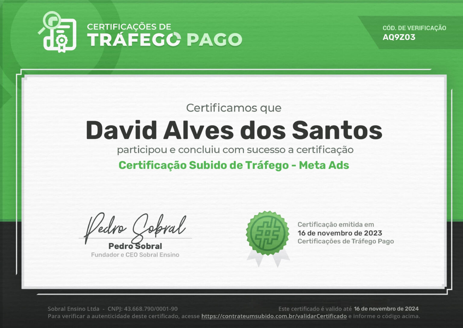 Certificado Meta Ads 2023